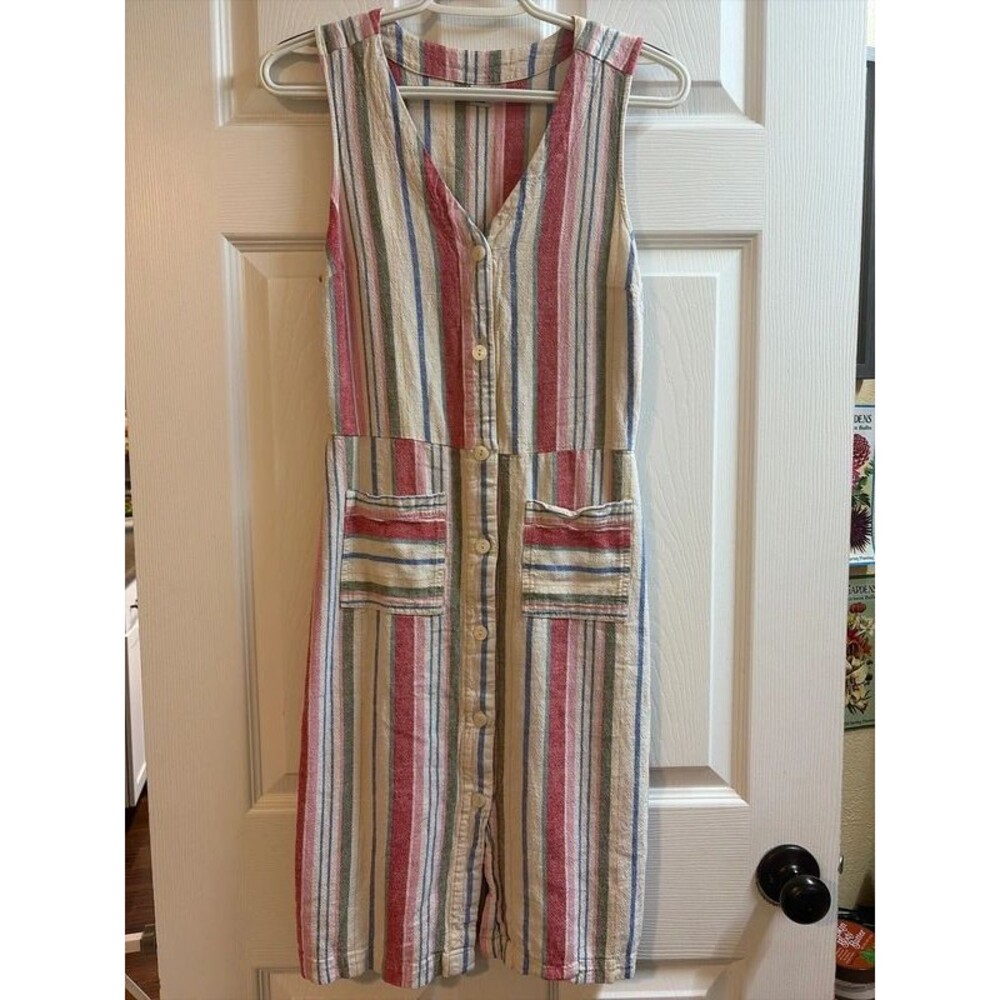Colorful striped linen/cotton dress